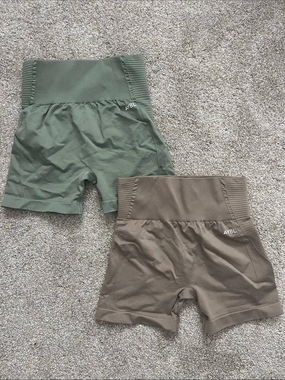 AYBL Active Shorts Duo in Sage Green & Taupe